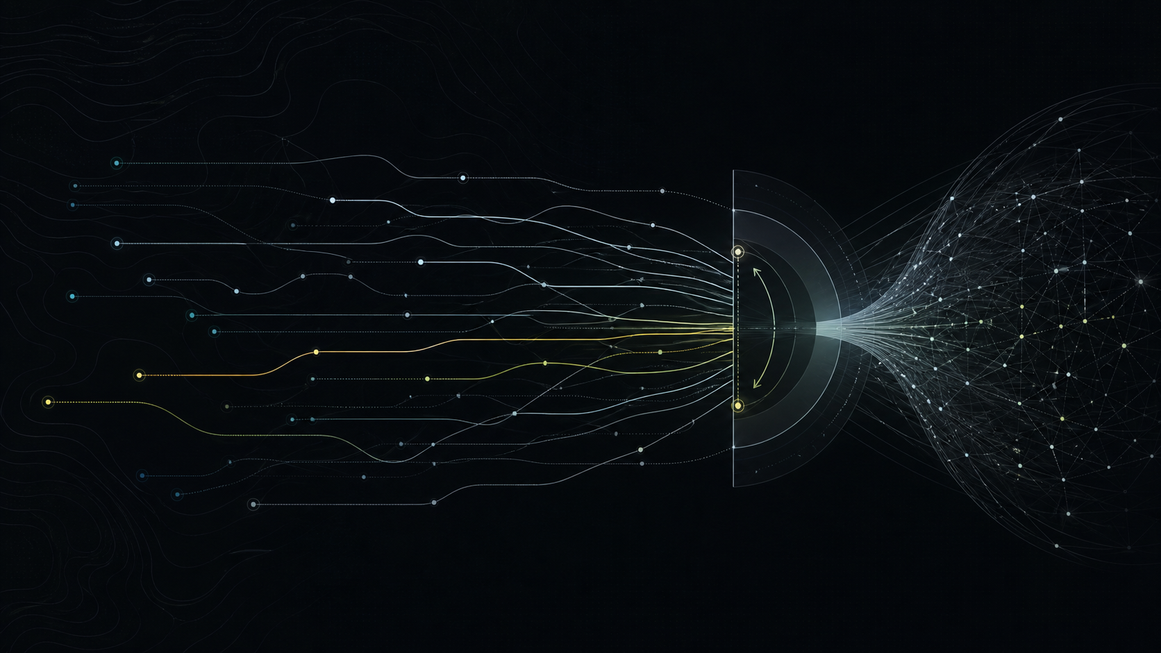 Abstract paths of independent judgment passing through a reversible control gate before machine-mediated convergence